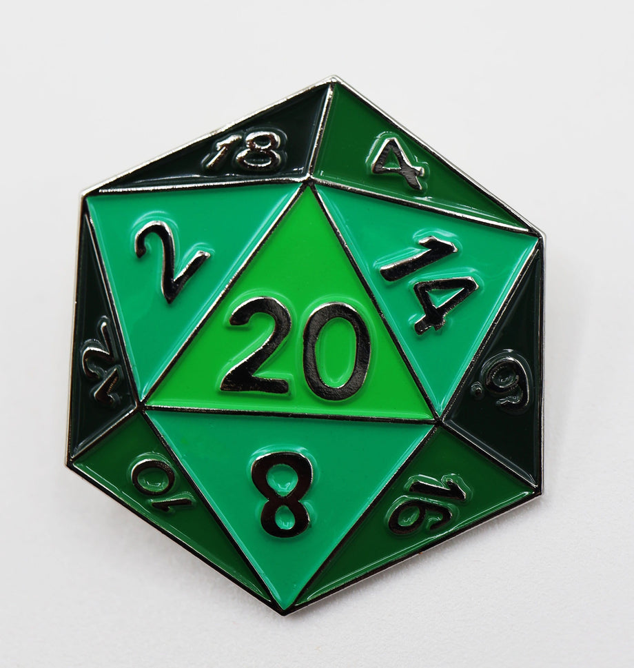 FBG3071: Green D20 Enamel Pin