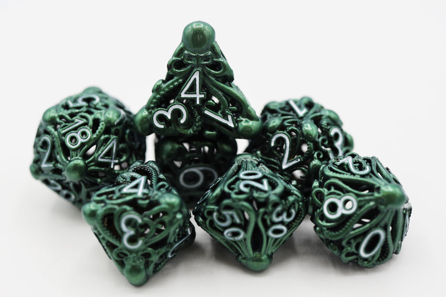 FBG4193: Green Mind Eater Hollow RPG Dice Set